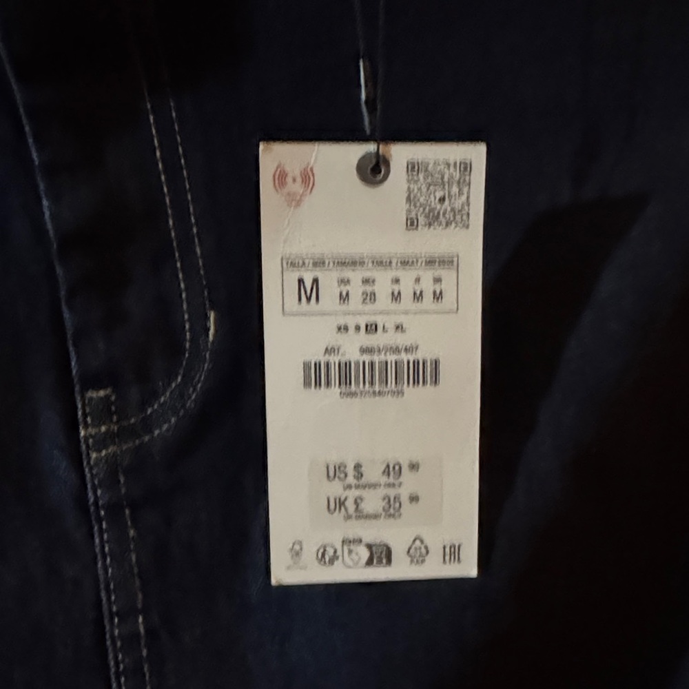 Zara Indigo Denim Skirt pencil size medium, New With Tags - Picture 3 of 4